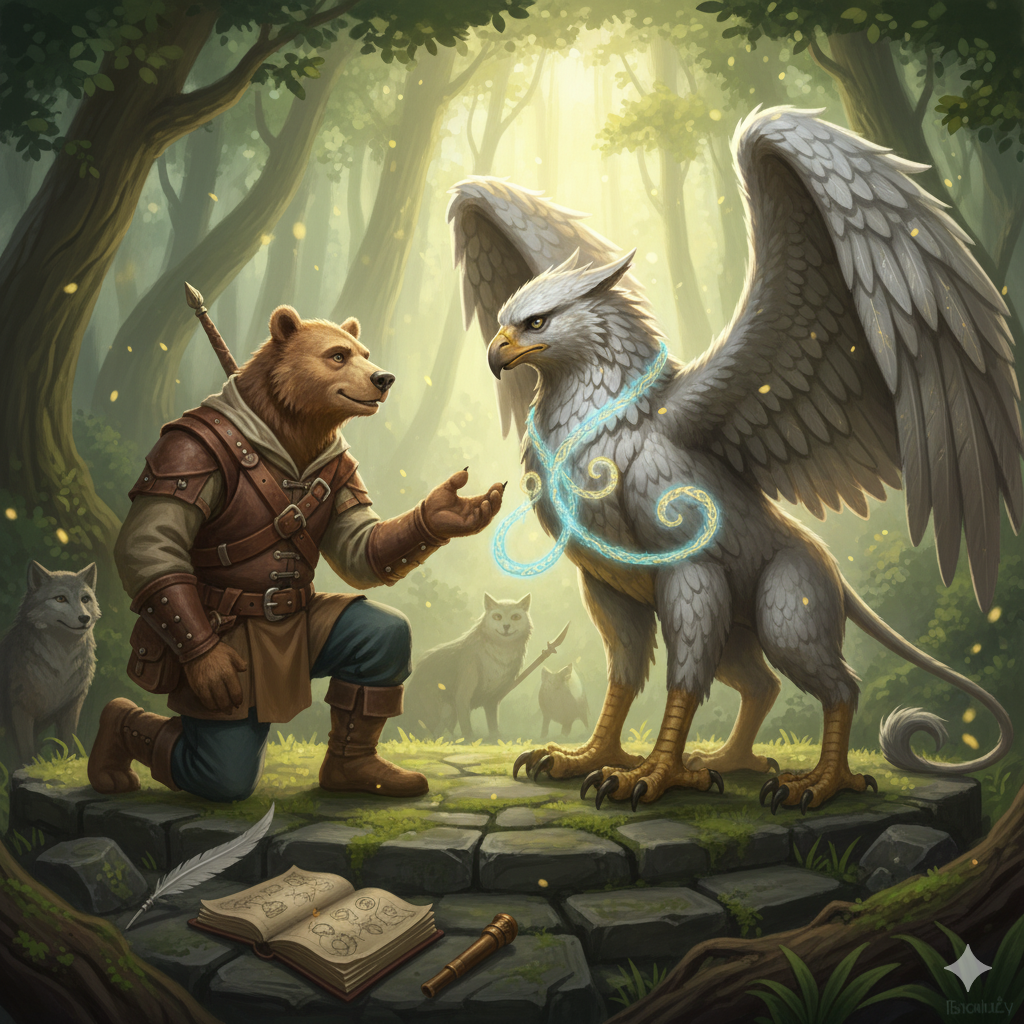 A character with a companion